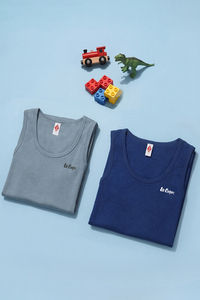 Lee Cooper Boys Solid Vest (Pack of 2) - Multicolor — thumbnail 12